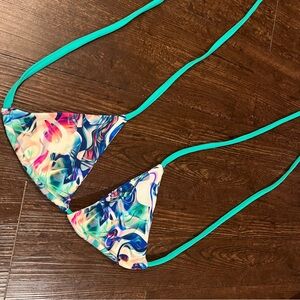Demon Bikini Women’s Triangle Bikini Top Pastel Mint Colorful Swirl